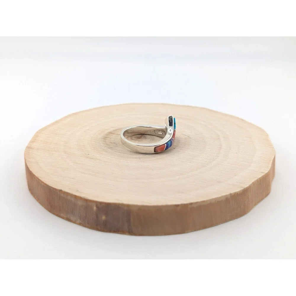 Navajo Handmade‎ Silver Ring Turquoise Signed Native American Jewelry 9 ***